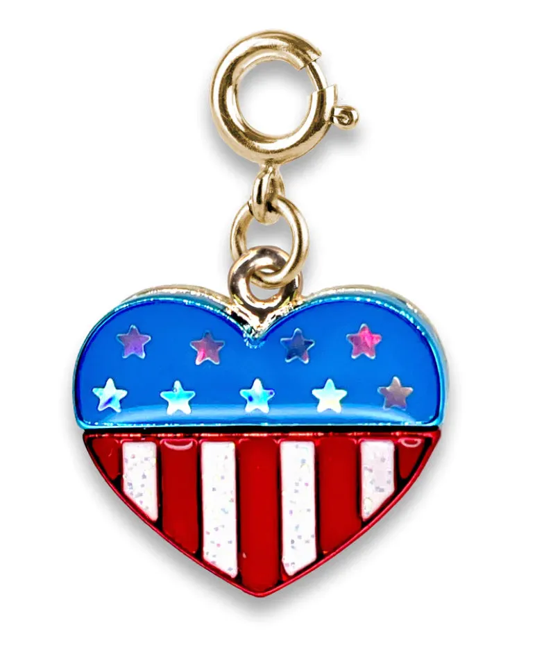 CHARM IT!  Glitter Flag Heart Charm