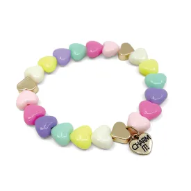 CHARM IT! Gold Pastel Heart Stretch Bead Bracelet