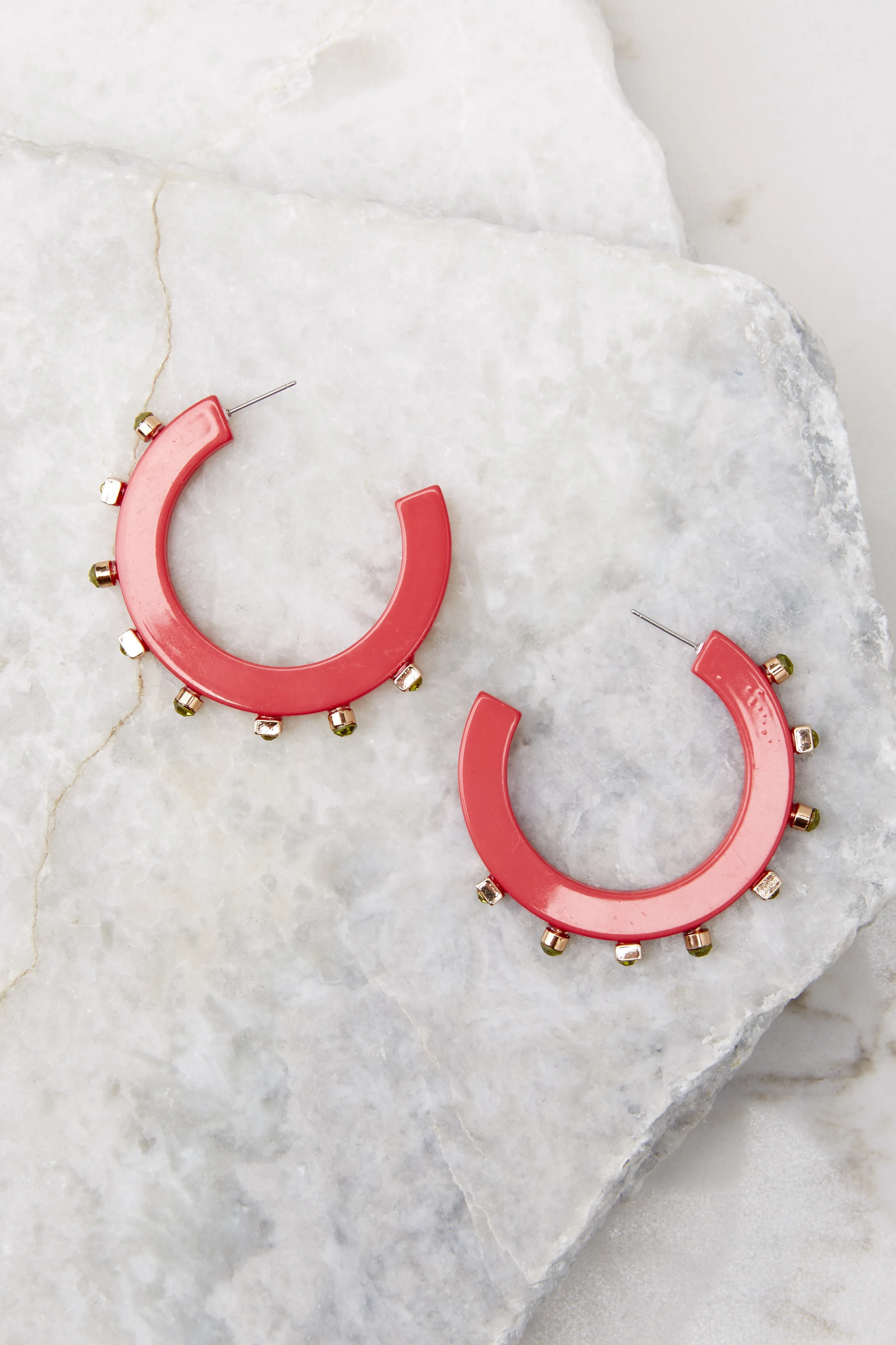 City Girl Pink Lemonade Jewel Hoop Earrings