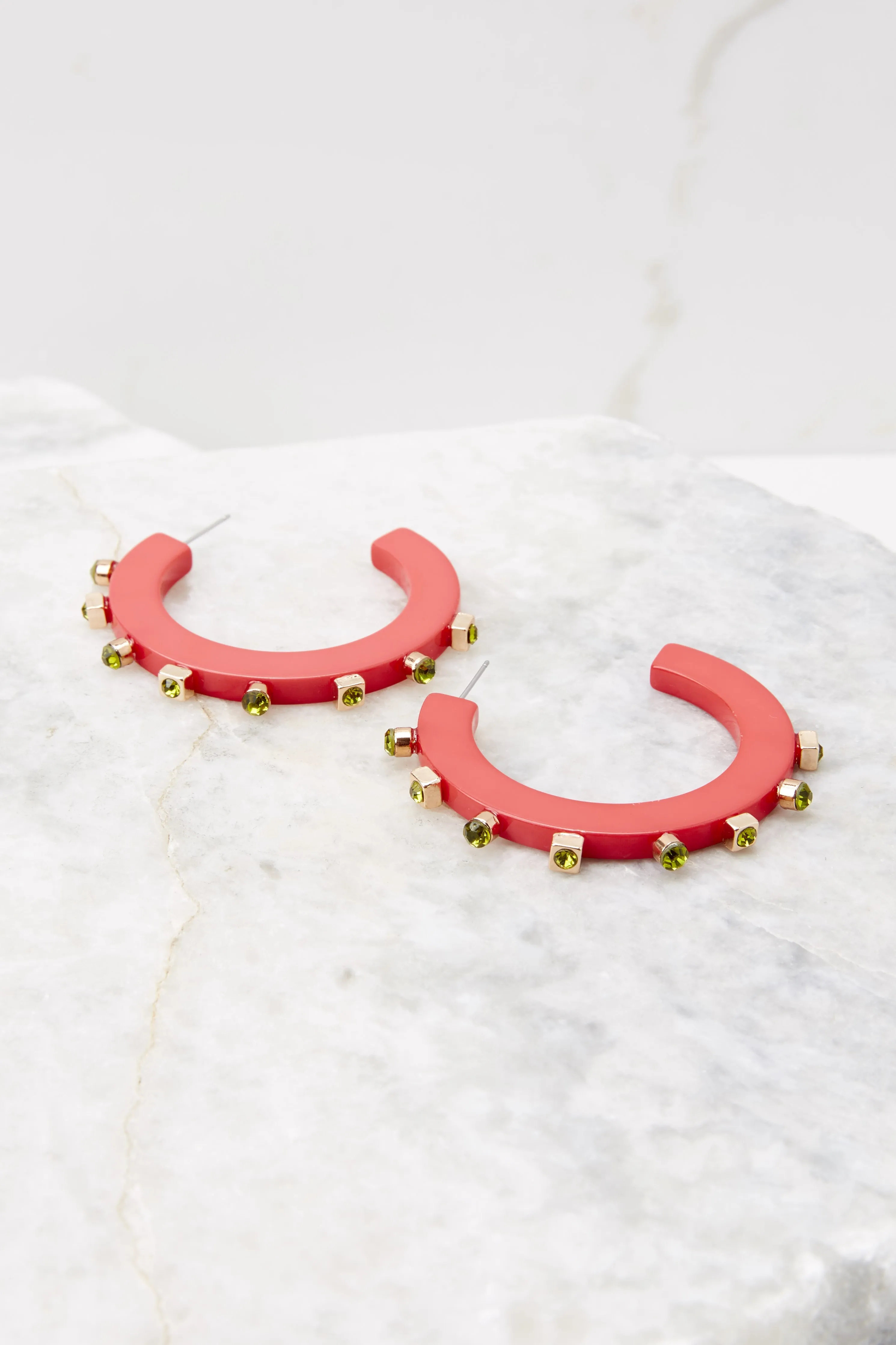 City Girl Pink Lemonade Jewel Hoop Earrings