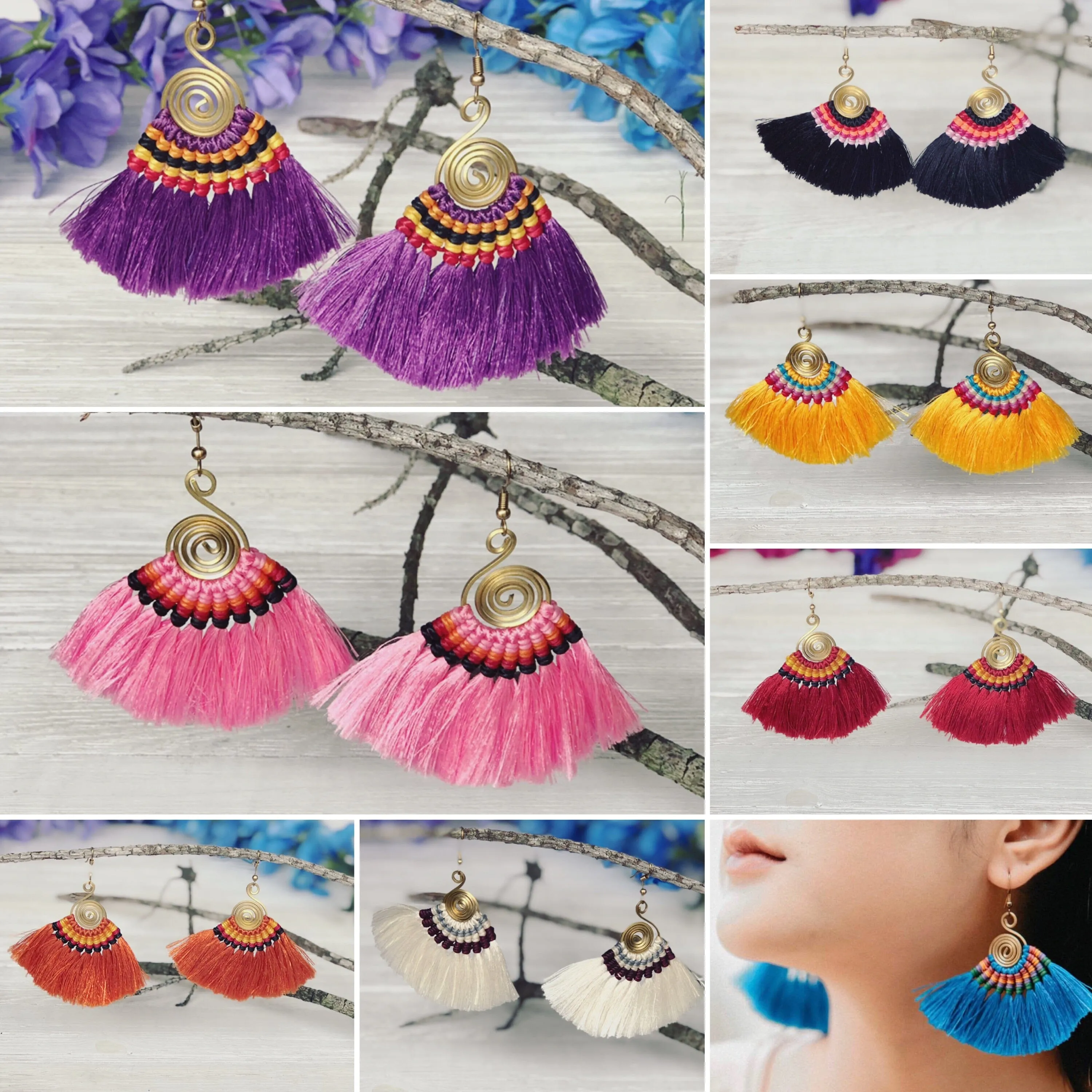 Colorful Tassel Earrings - Tribal Style