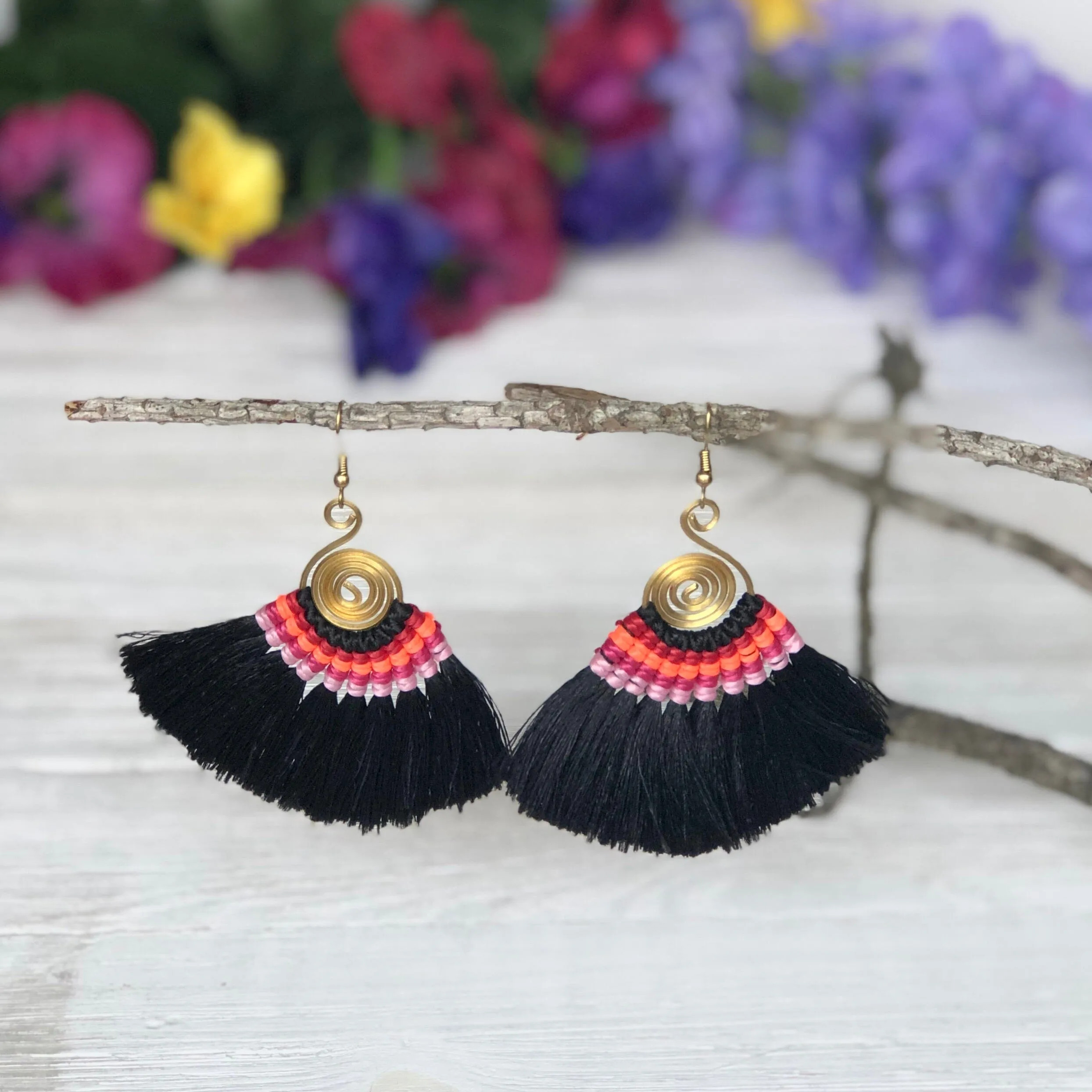 Colorful Tassel Earrings - Tribal Style