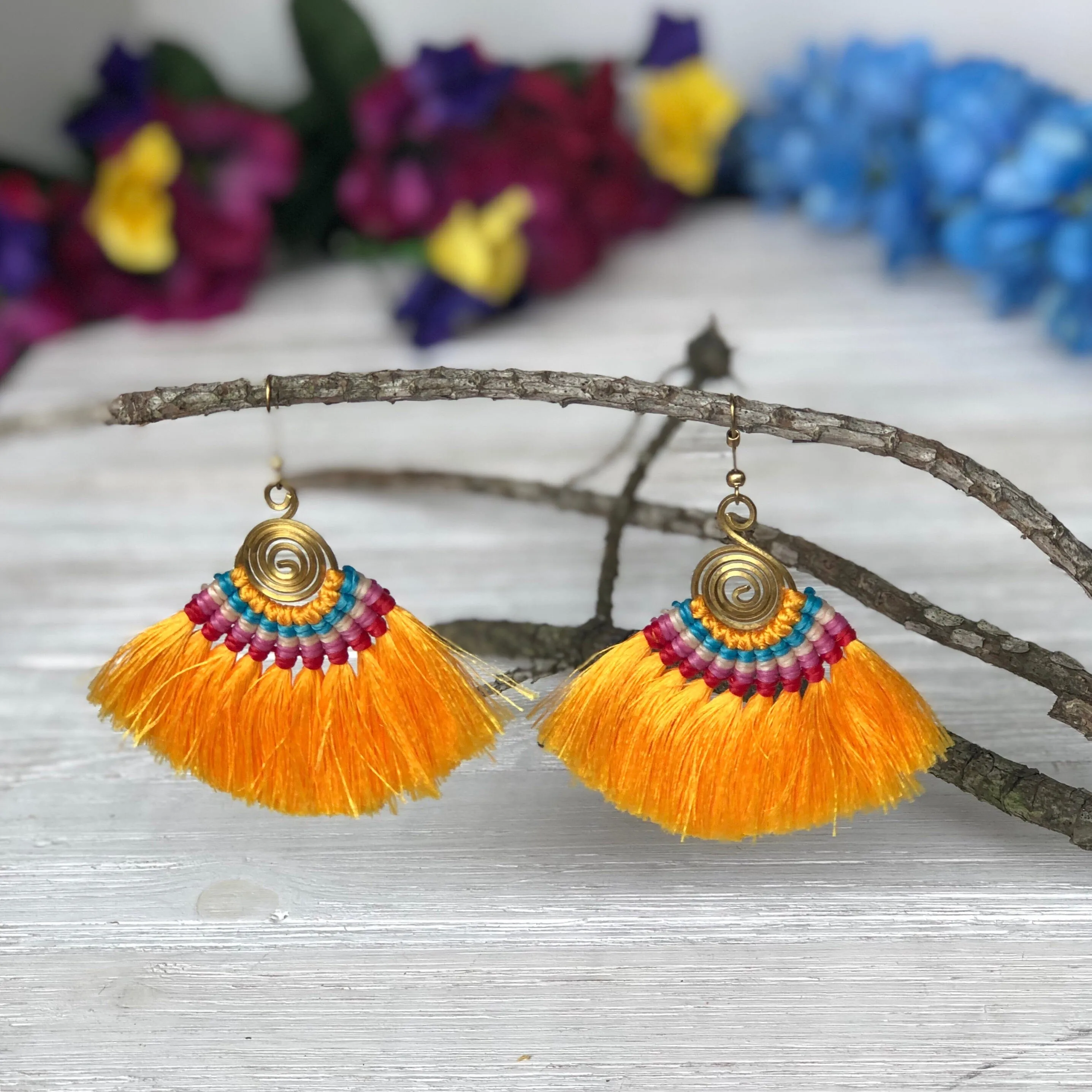 Colorful Tassel Earrings - Tribal Style