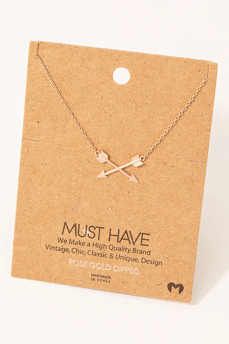 Crossed Arrows Pendant Necklace