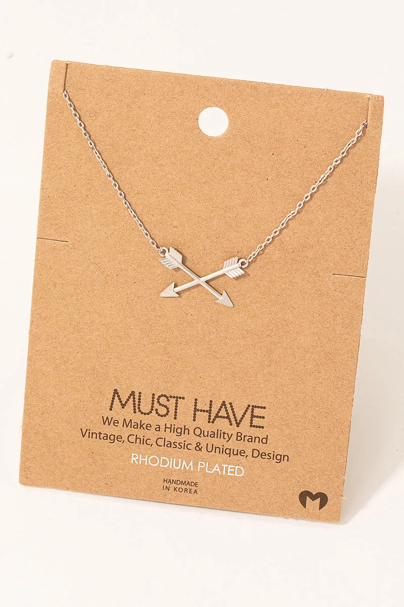 Crossed Arrows Pendant Necklace