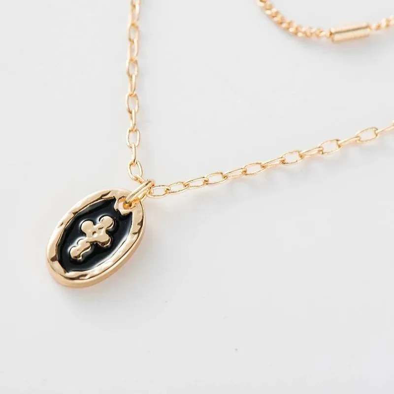 Crossing Gold Layered Necklace