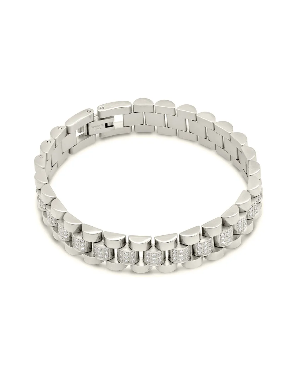 CZ Accent Watch Band Chain Bracelet