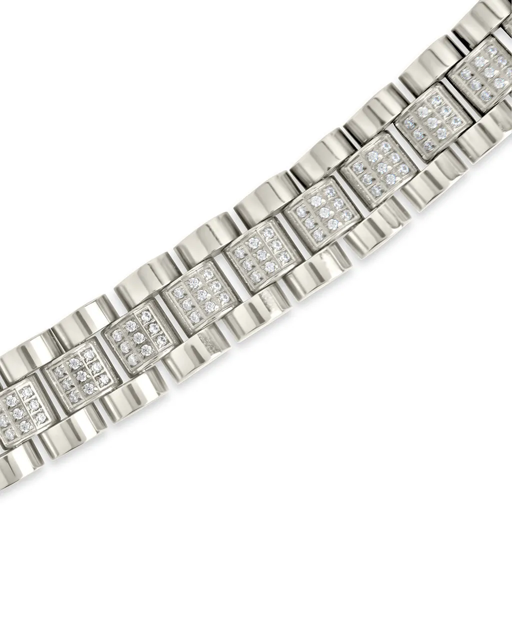 CZ Accent Watch Band Chain Bracelet