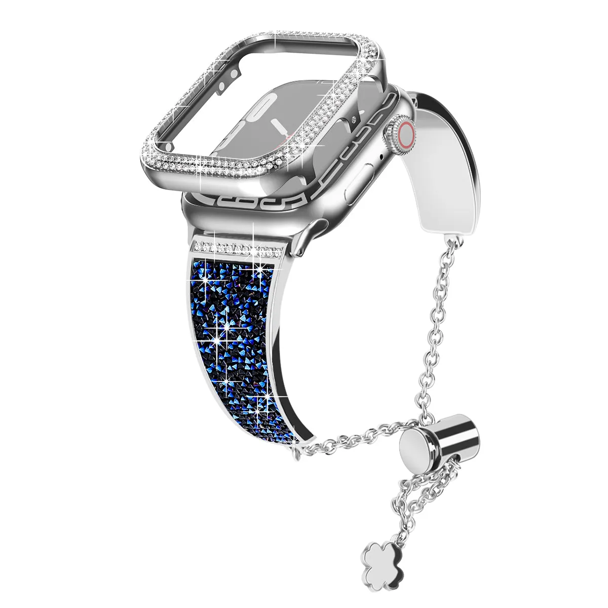 Dazzling Crystal Metal Band with Bling Bumper Case for Apple Watch