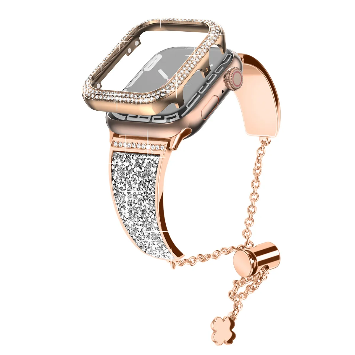 Dazzling Crystal Metal Band with Bling Bumper Case for Apple Watch