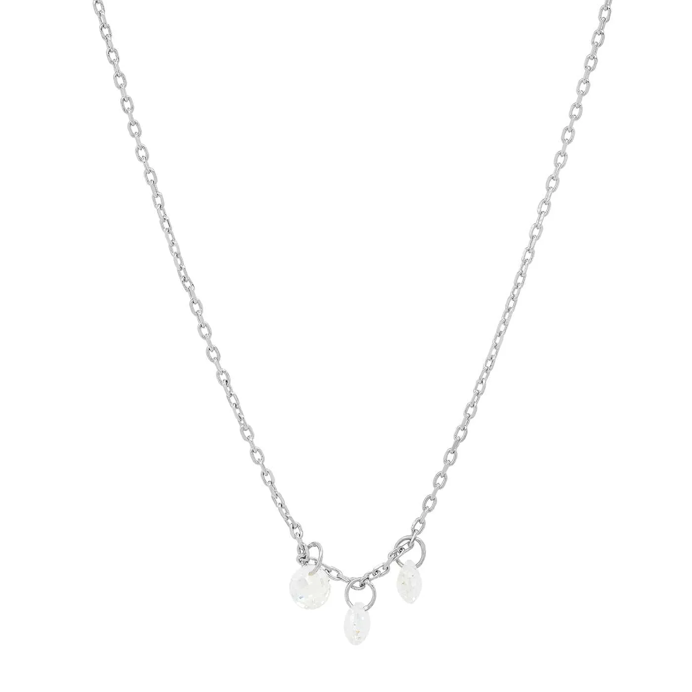 Delicate Chain Necklace With Three Floating Cz Stones