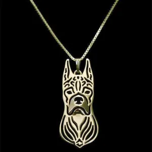 Dog Pendant Necklace - Boxer Ears Up