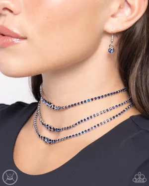 Dynamite Debut - Blue Rhinestone Choker - Paparazzi Accessories