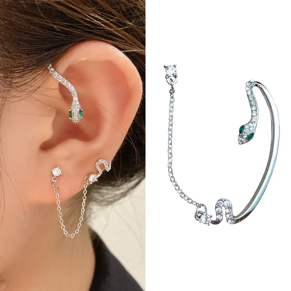 Ear Clip Dangle Snake Hoop Earrings