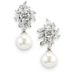 Elen Cubic Zirconia and Pearl Drop Earrings