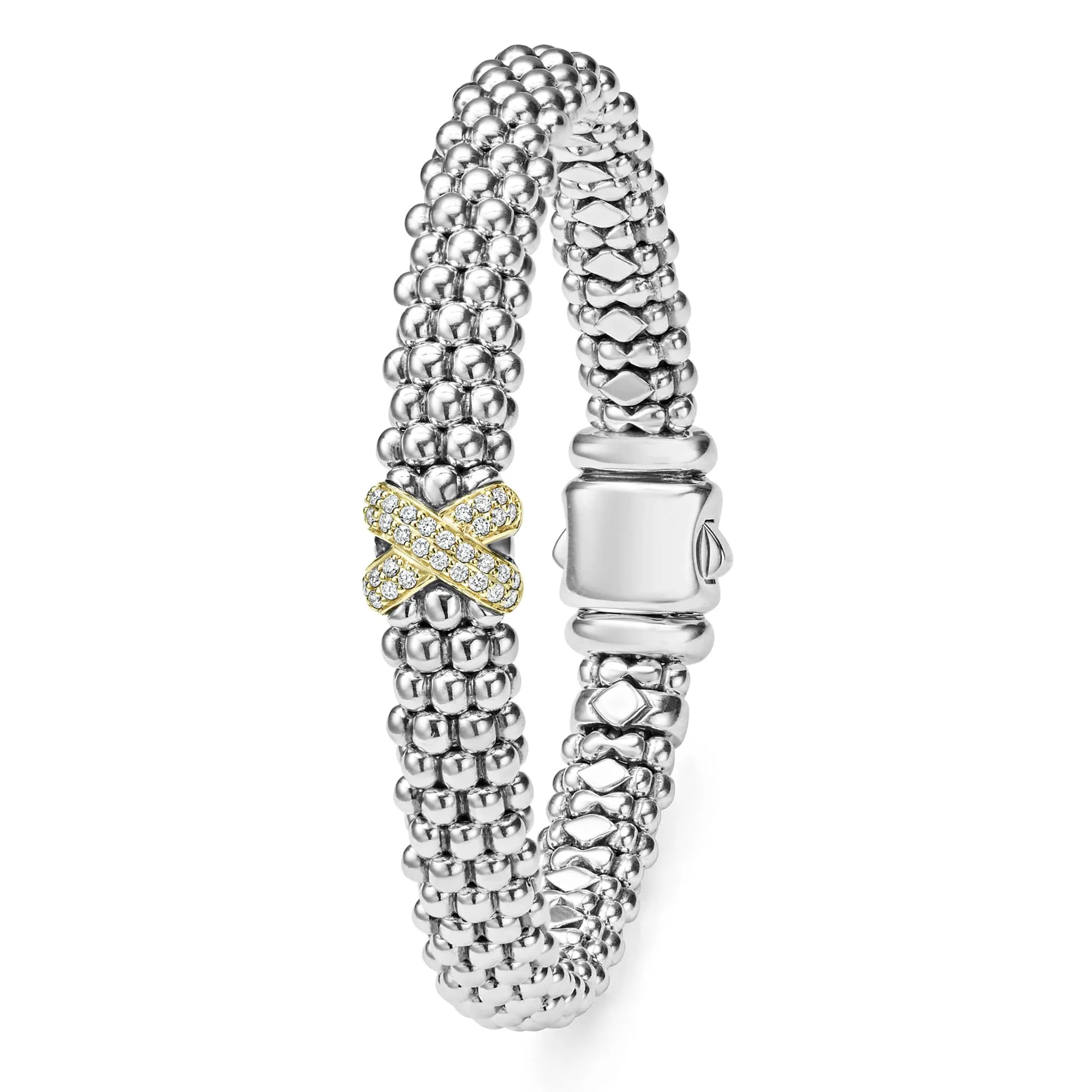 Embrace Two-Tone X Caviar Diamond Bracelet | 9mm