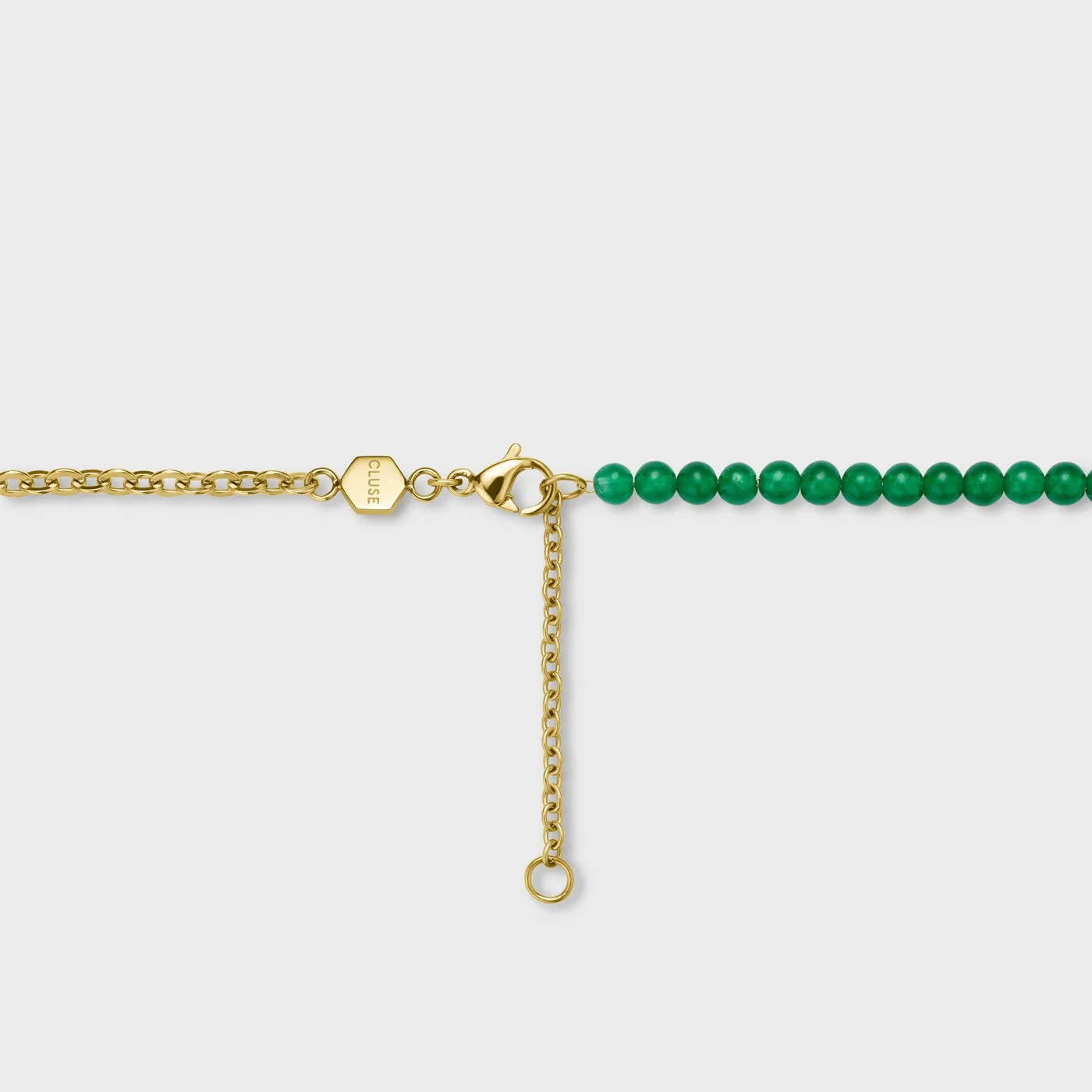 Essentielle Green Beads Watermelon Charm Necklace, Gold Colour