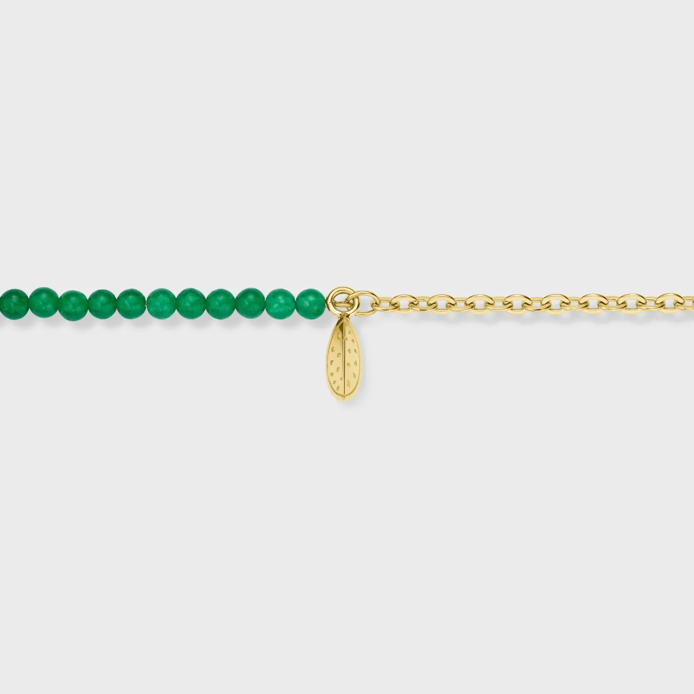 Essentielle Green Beads Watermelon Charm Necklace, Gold Colour