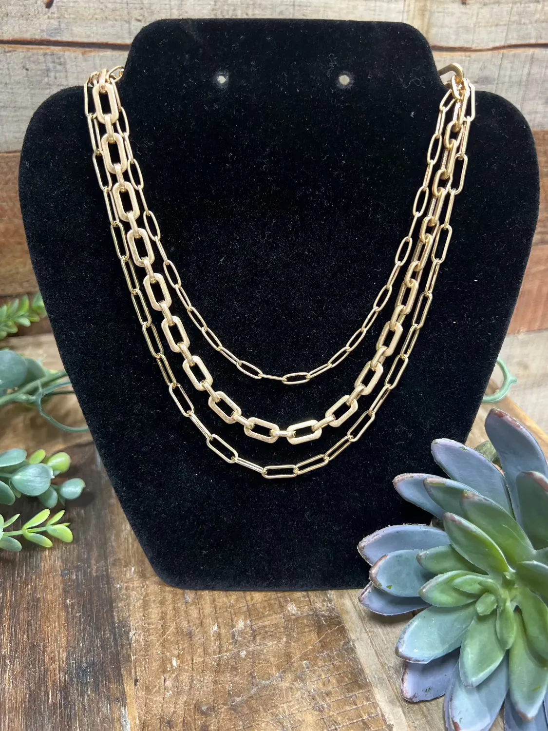 Garrison Gold Layered Paperclip Chain Necklace