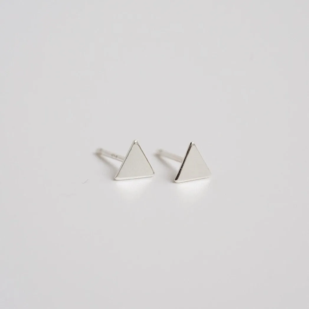 Geometric Triangle Stud Earrings in Sterling Silver