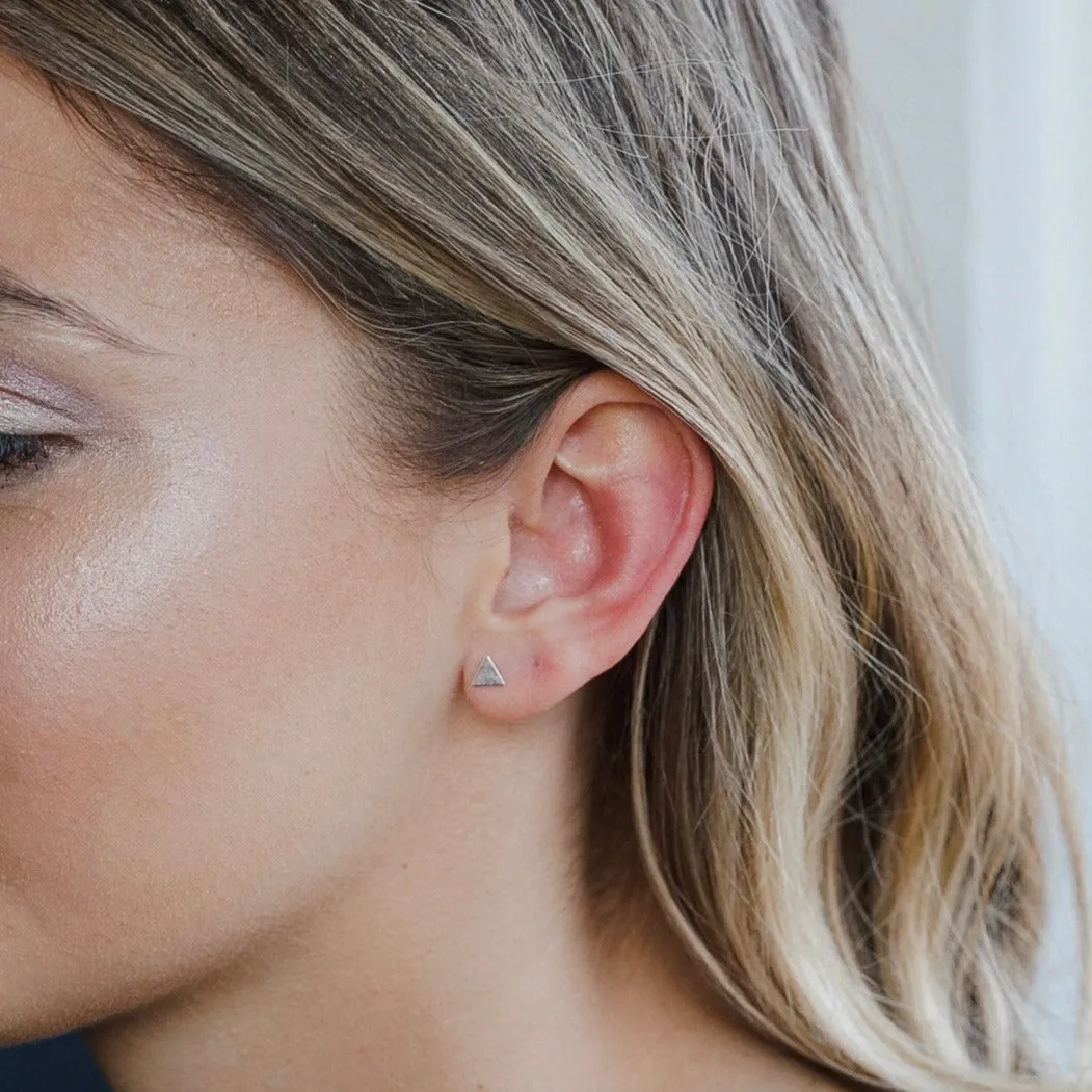 Geometric Triangle Stud Earrings in Sterling Silver