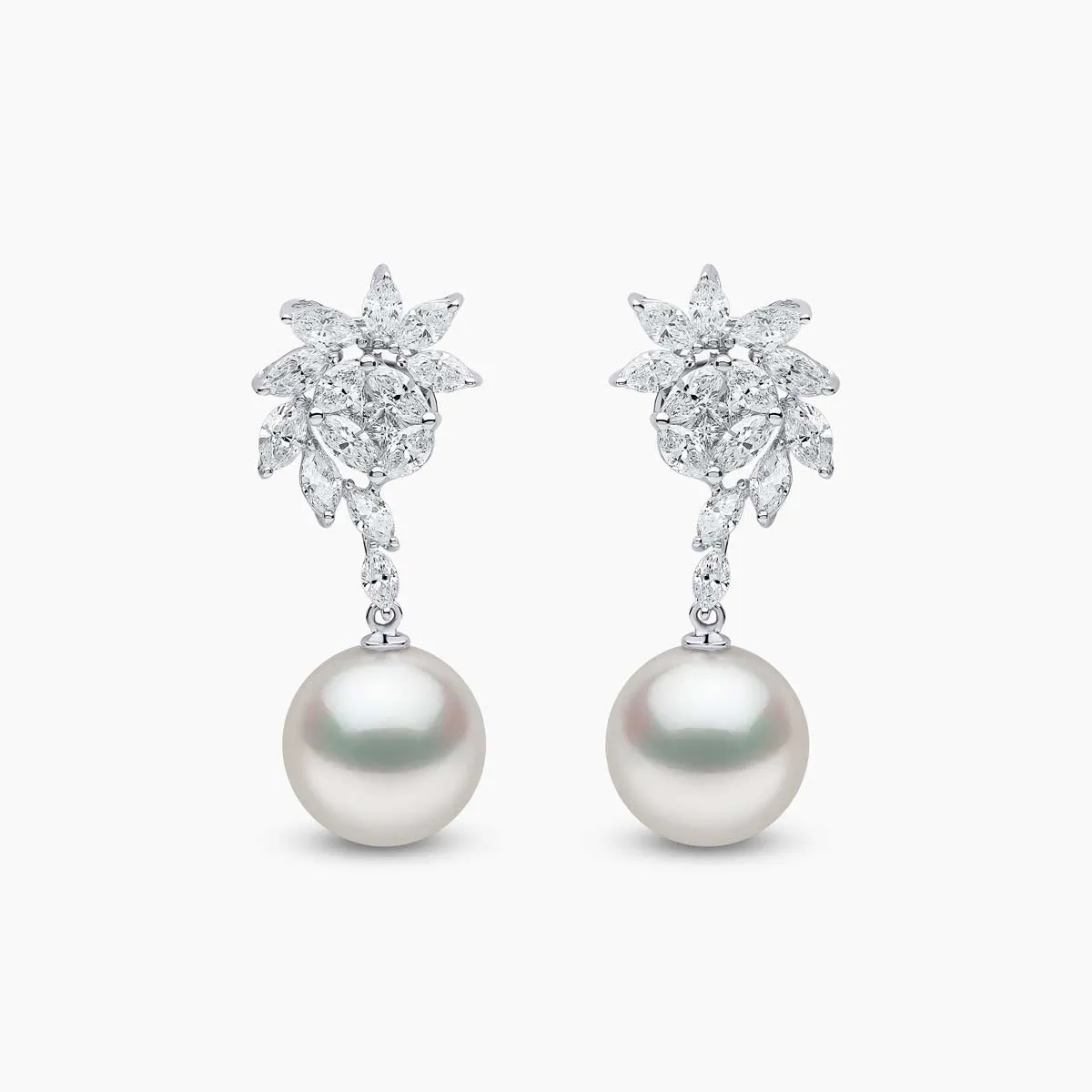 Glitz 18K Gold South Sea Pearl and Diamond Spiral Earrings