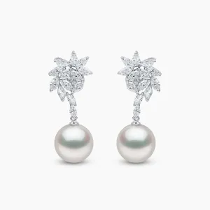 Glitz 18K Gold South Sea Pearl and Diamond Spiral Earrings