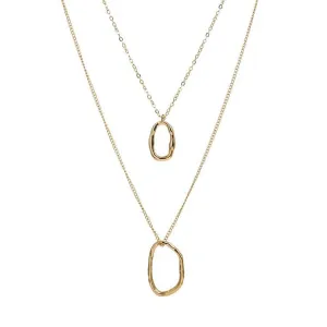 Gold Layered Necklace with Geometric Shaped Pendant for Women