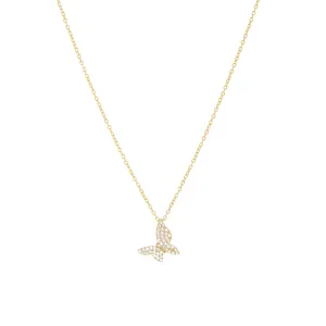 gold plated delicate cz butterfly necklace