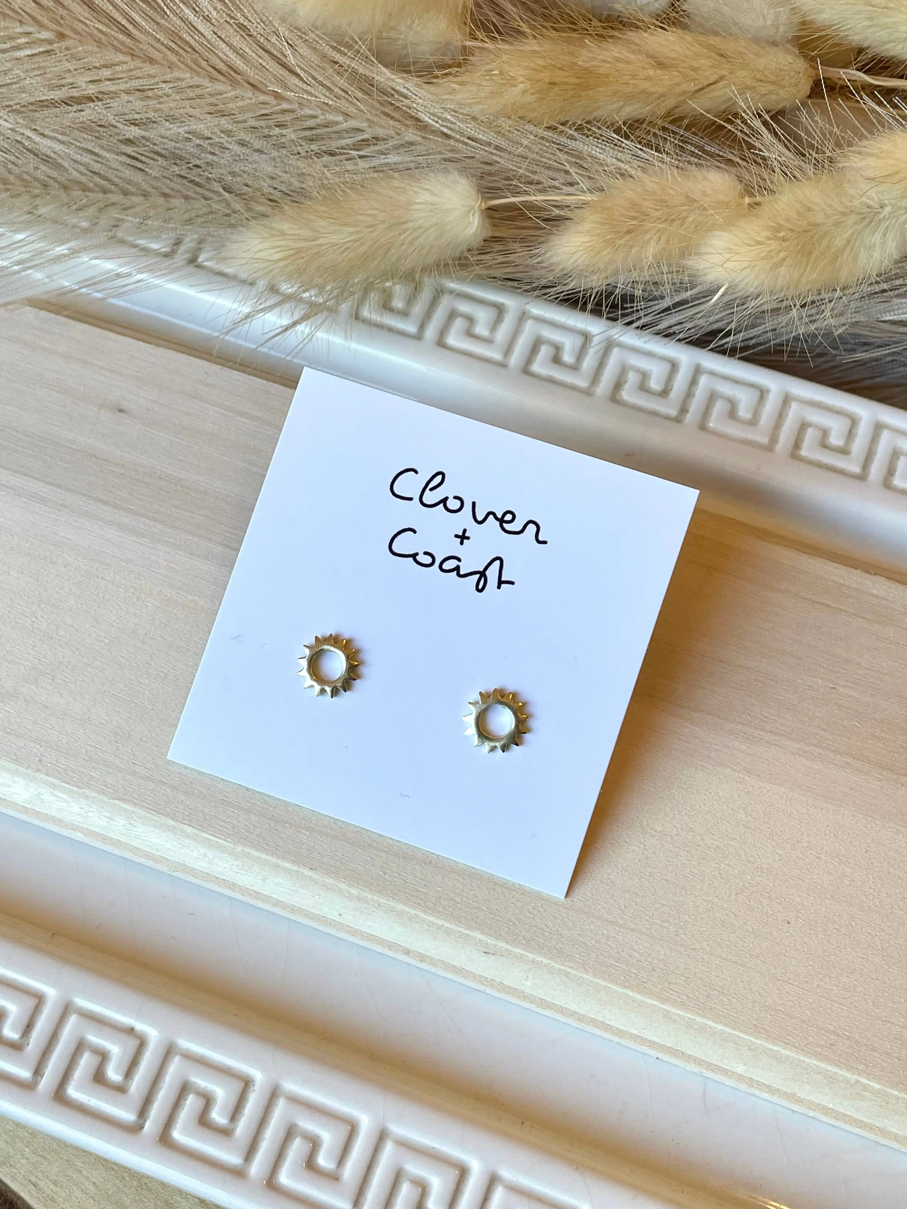 Gold Plated Sun Stud Earrings