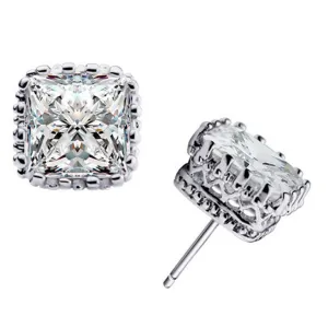 Halo Princess Cut Cubic Zirconia Stud Earringsk