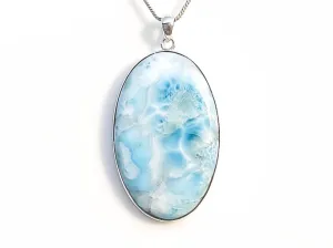 Handmade Oval-Shaped Larimar Pendant Necklace