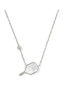 Kendra Scott Silver Short Pendant Ivory MOP Pickleball Necklace