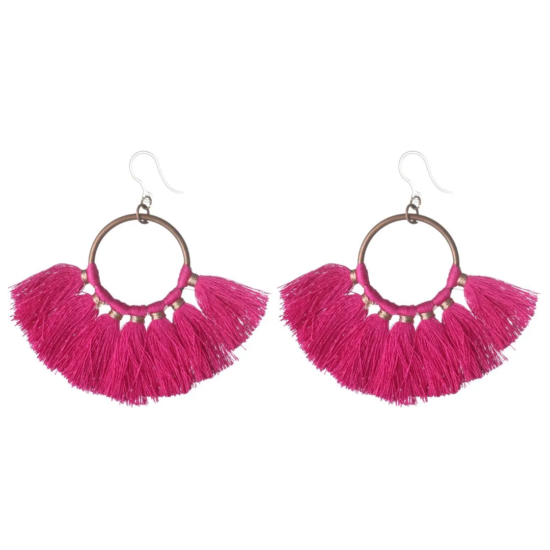 Knotted Hoop Tassel Dangles Hypoallergenic Earrings for Sensitive Ears Made with Plastic Posts