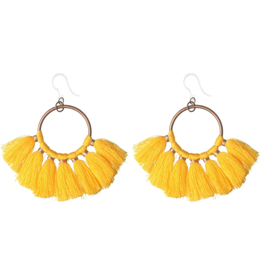 Knotted Hoop Tassel Dangles Hypoallergenic Earrings for Sensitive Ears Made with Plastic Posts