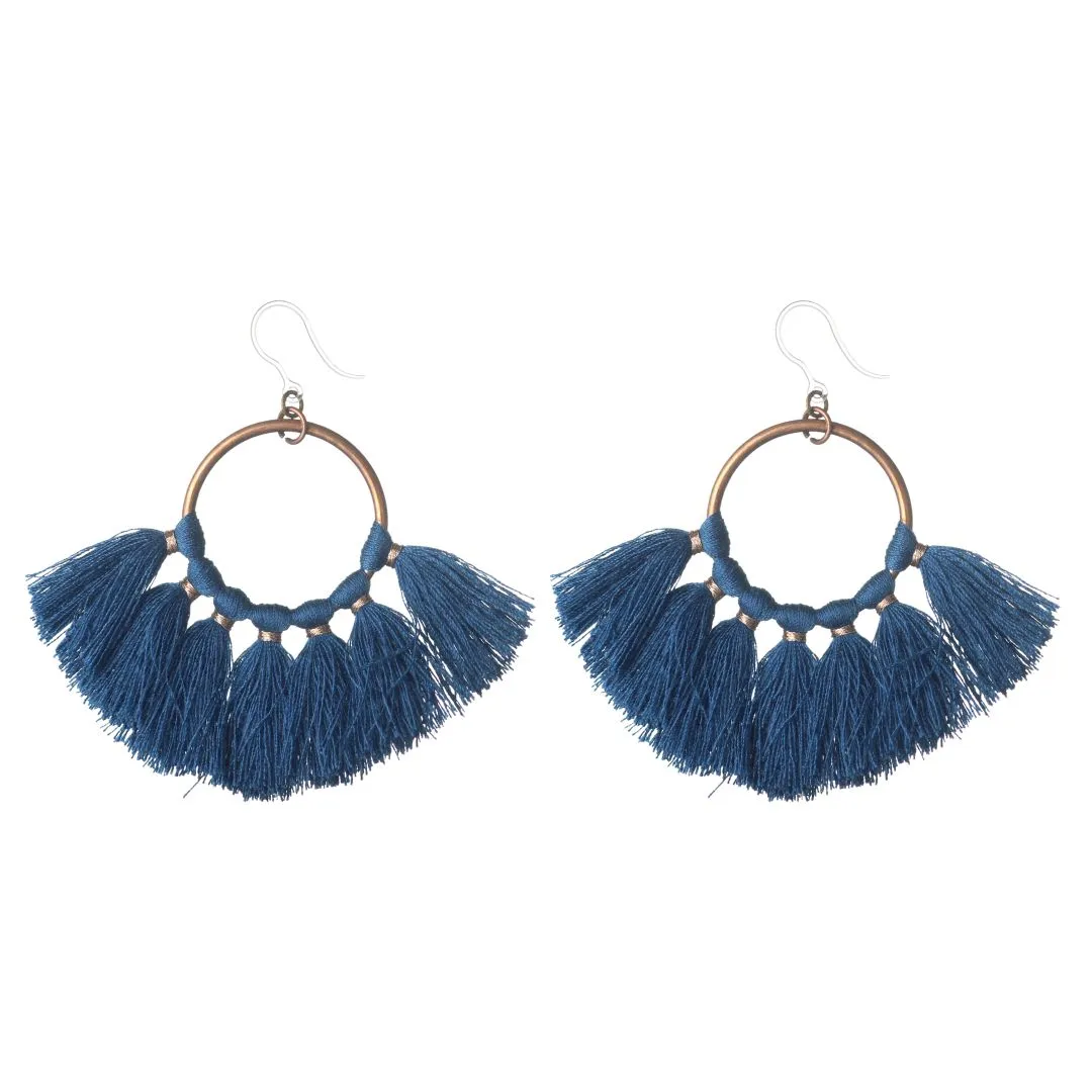 Knotted Hoop Tassel Dangles Hypoallergenic Earrings for Sensitive Ears Made with Plastic Posts