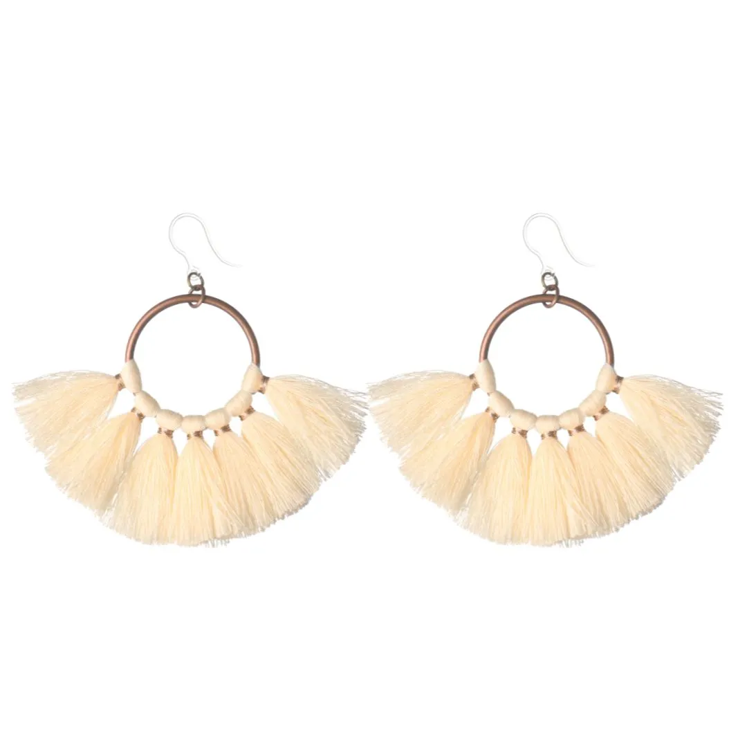 Knotted Hoop Tassel Dangles Hypoallergenic Earrings for Sensitive Ears Made with Plastic Posts