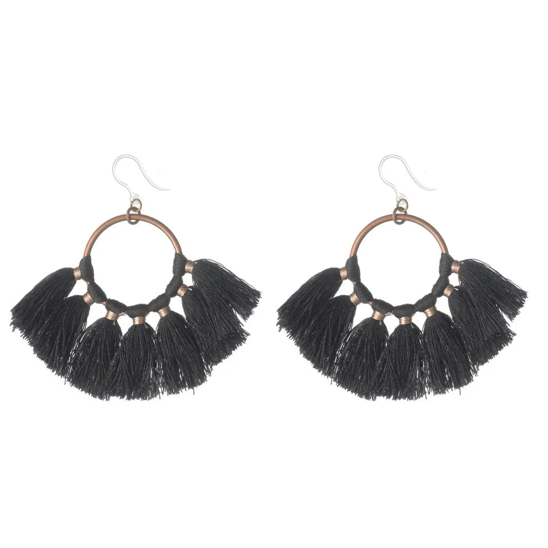 Knotted Hoop Tassel Dangles Hypoallergenic Earrings for Sensitive Ears Made with Plastic Posts