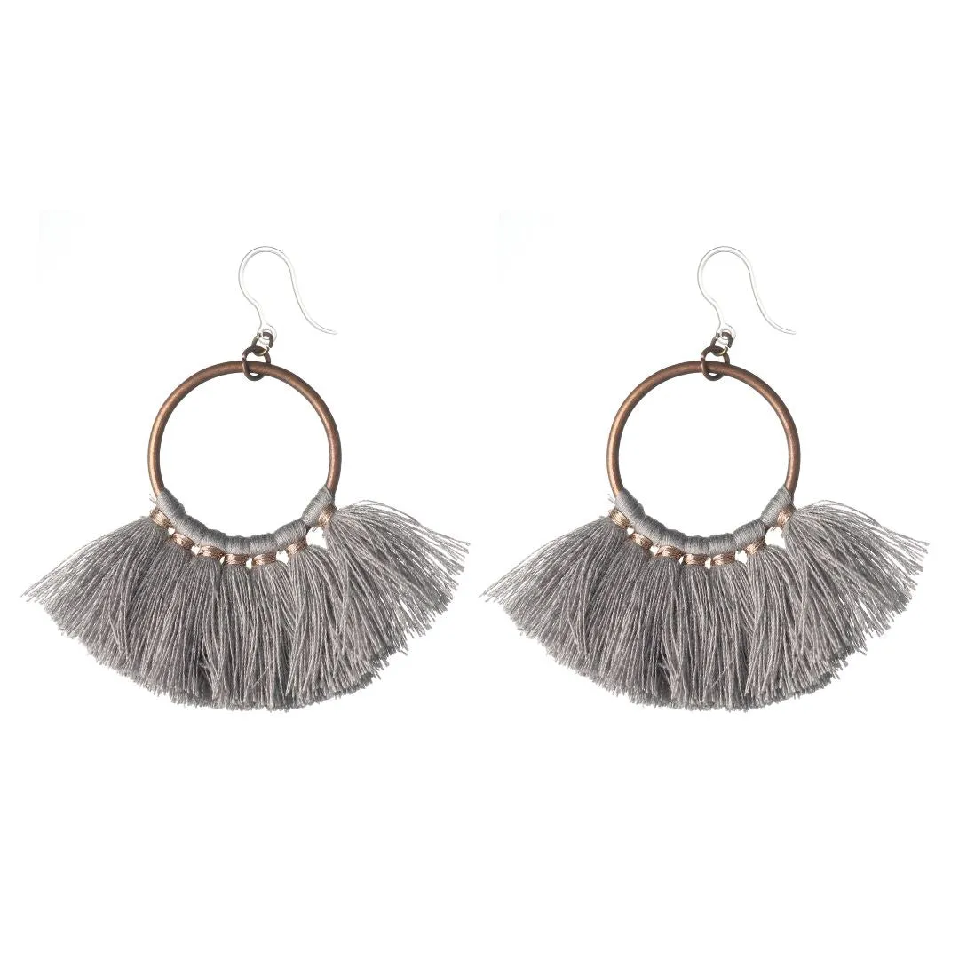 Knotted Hoop Tassel Dangles Hypoallergenic Earrings for Sensitive Ears Made with Plastic Posts