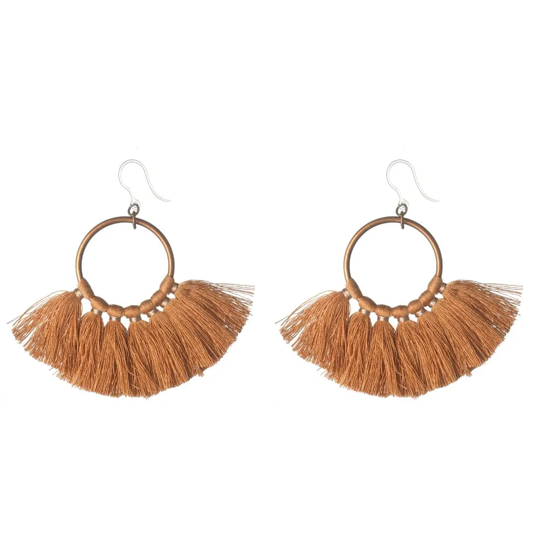 Knotted Hoop Tassel Dangles Hypoallergenic Earrings for Sensitive Ears Made with Plastic Posts