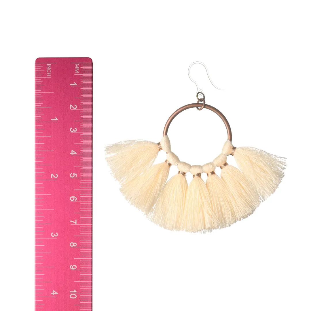 Knotted Hoop Tassel Dangles Hypoallergenic Earrings for Sensitive Ears Made with Plastic Posts