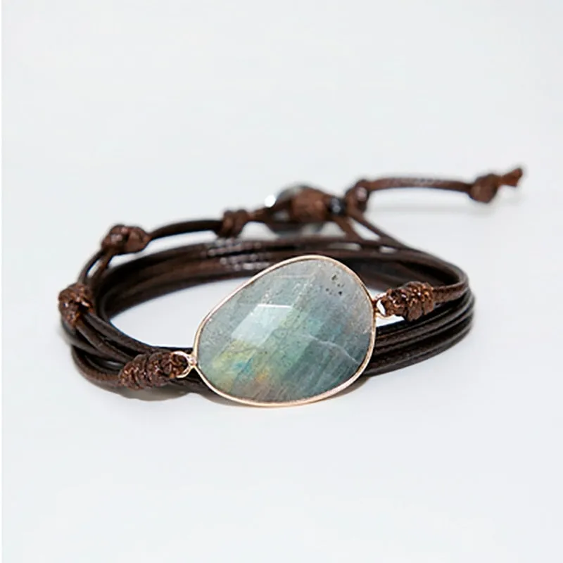 Labradorite Boho Long Bracelet Matching String Labradorite Stone Bracelet