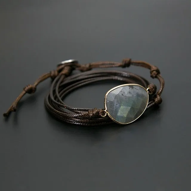 Labradorite Boho Long Bracelet Matching String Labradorite Stone Bracelet