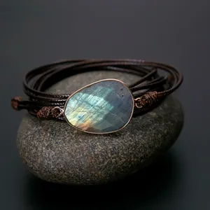 Labradorite Boho Long Bracelet Matching String Labradorite Stone Bracelet