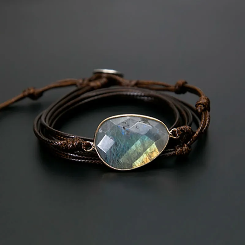 Labradorite Boho Long Bracelet Matching String Labradorite Stone Bracelet