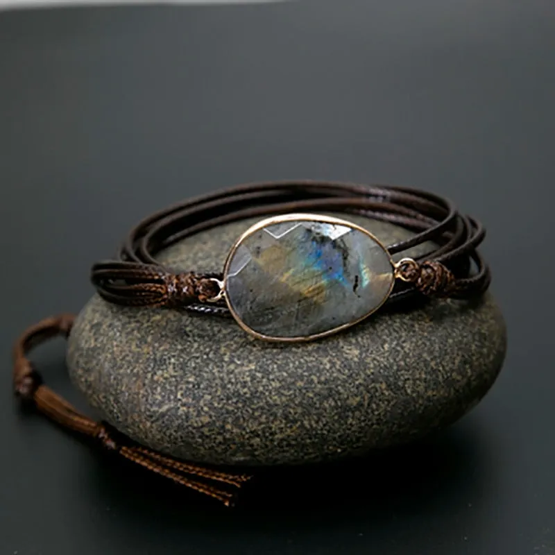 Labradorite Boho Long Bracelet Matching String Labradorite Stone Bracelet