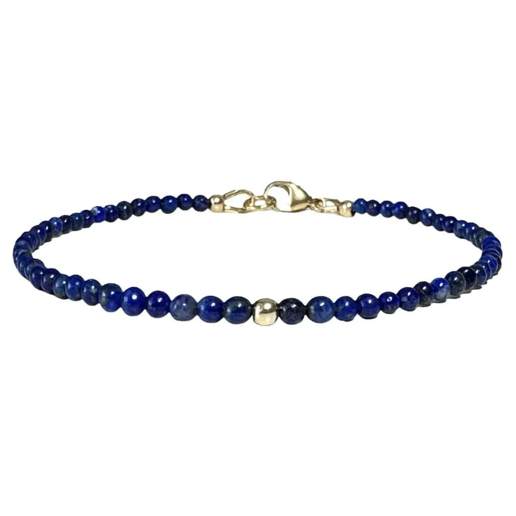 Lapis Lazuli & 14K Solid Gold Minimalist Bracelet