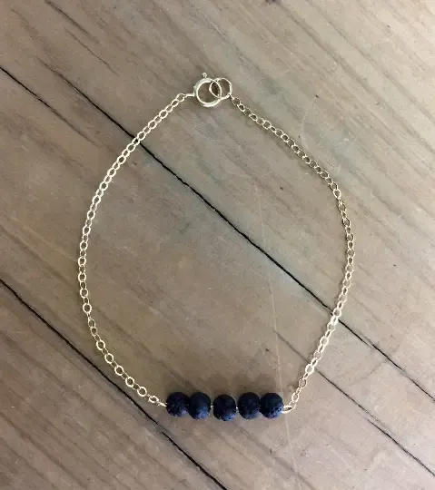 Lava Bead Bar Bracelet, Gold Filled, Essential Oil Diffuser Jewelery