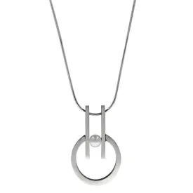 Mar Of Santa Barbara Intersecting Bars And Circle Pearl Necklace