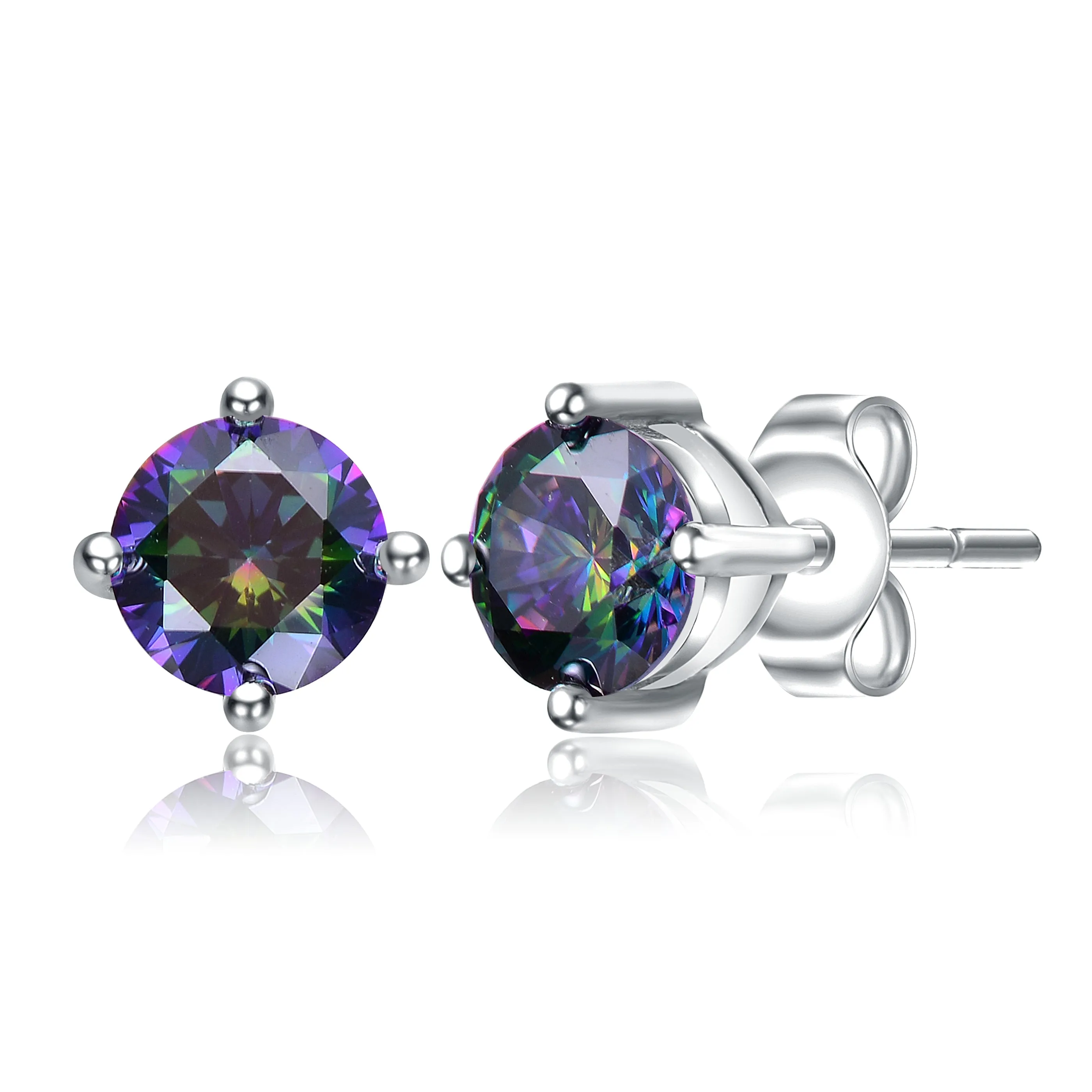 Marie Baby/Kids Amethyst-Purple February Birthstone Solitaire Earrings